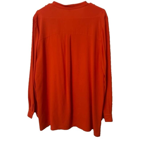 Eileen Fisher Silk Shirt Button Down Women's Medium Orange Long Sleeve Blouse - Picture 5 of 7